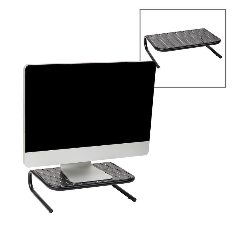 Mind Reader Ventilated Monitor Stand, Holds up to 44 lbs., Metal, Black, 2/Pack (2METMONST-BLK)