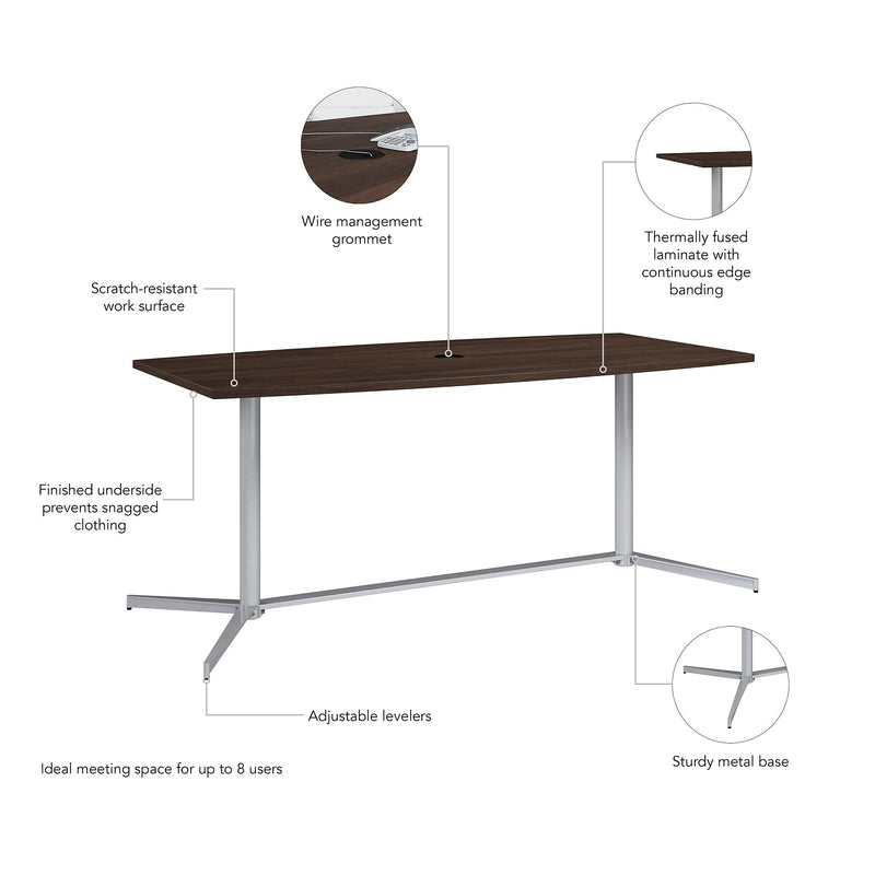 Bush Business Furniture 72"W x 36"D Boat Shaped Conference Table, Black Walnut (99TBM72BWSVK)