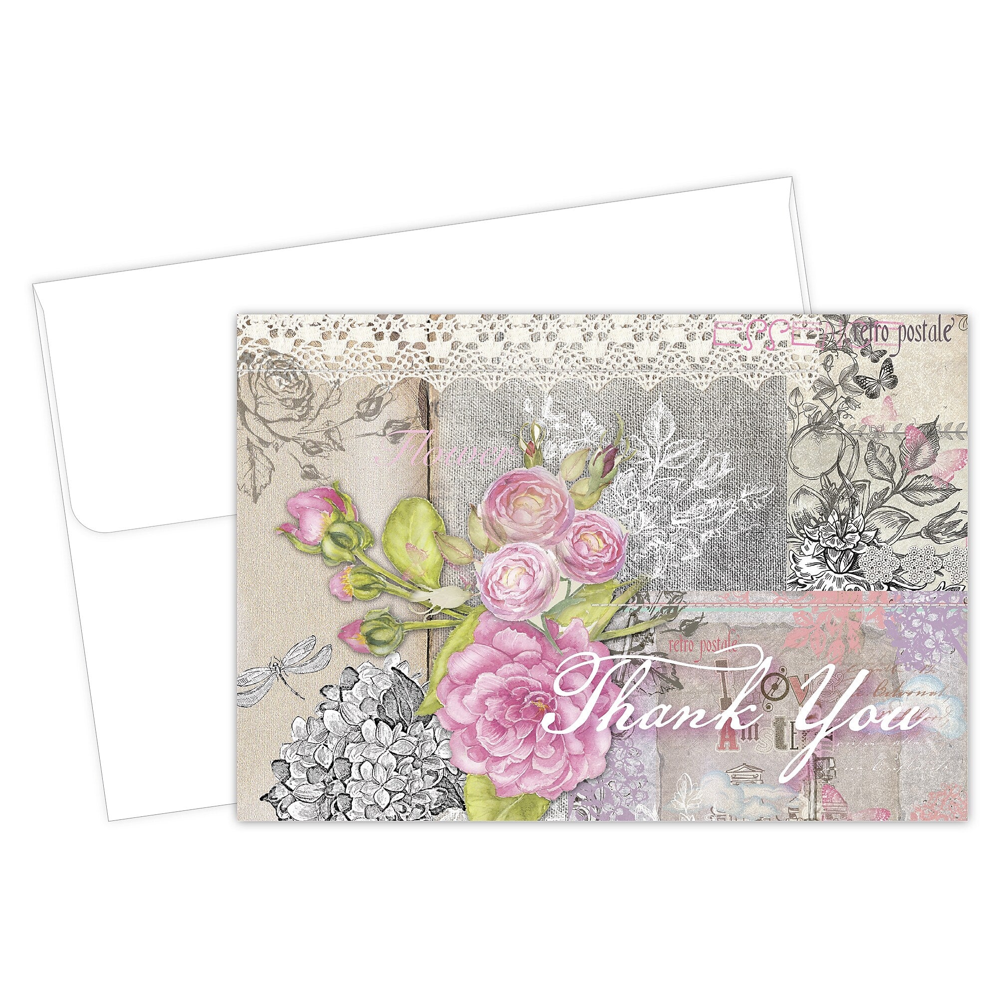 Great Papers Vintage Scrapbook General Use Thank You Notecard Kits, Multicolored, 24/Pack (2025021)