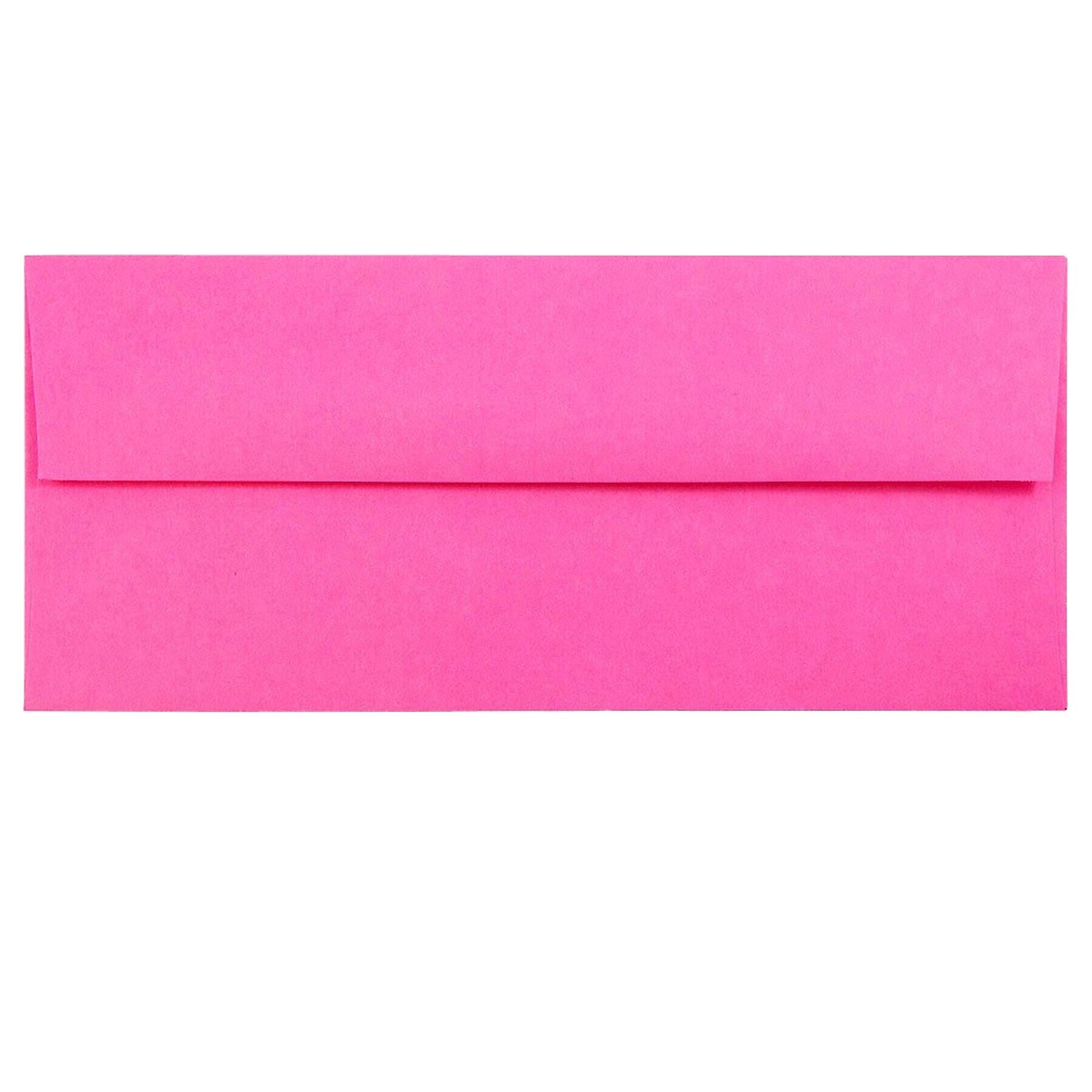 JAM Paper #10 Business Envelopes, 4 1/8" x 9 1/2", Ultra Fuchsia Pink, 100/Pack (15847d)