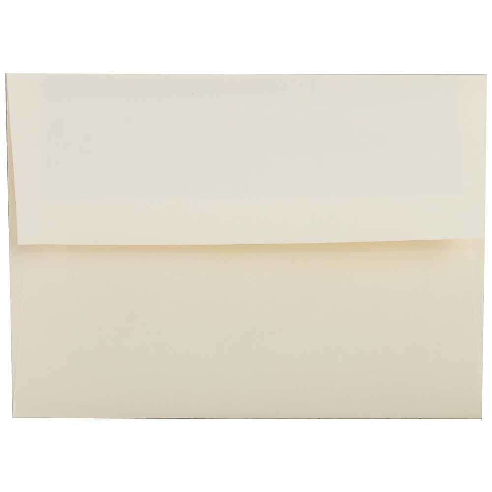 JAM Paper A2 Booklet Envelope 4 3/8" x 5 3/4", Natural White Linen, 100/Pack (99761d)