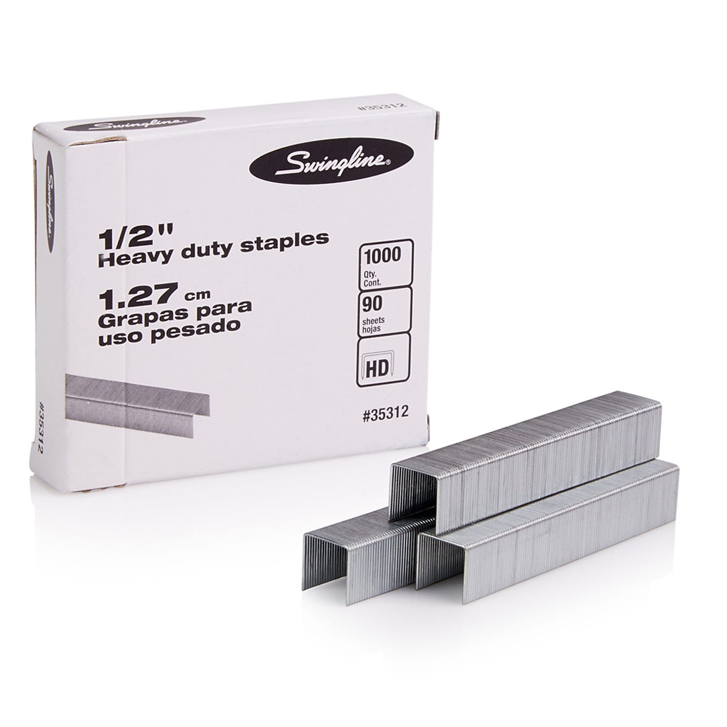 Swingline Premium Heavy Duty Staples, 1/2" Length, 100/Per Strip, 1,000/Box  (35312)