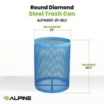 Alpine Industries 4460 Series Steel Mesh Trash Can, 36 Gallon, Blue (ALP4460-01-BLU)