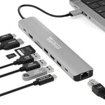 Plugable 9-Port USB-C Hub, Gray (USBC-9IN1E)