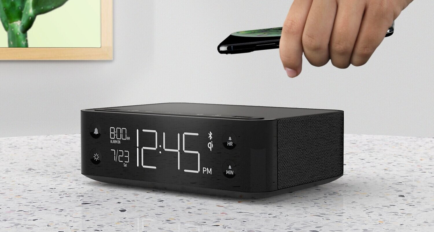 NonStop Station A 6.3" Bluetooth Alarm Clock with Qi Wireless Charging, JetWay Black (NSA3-BK)