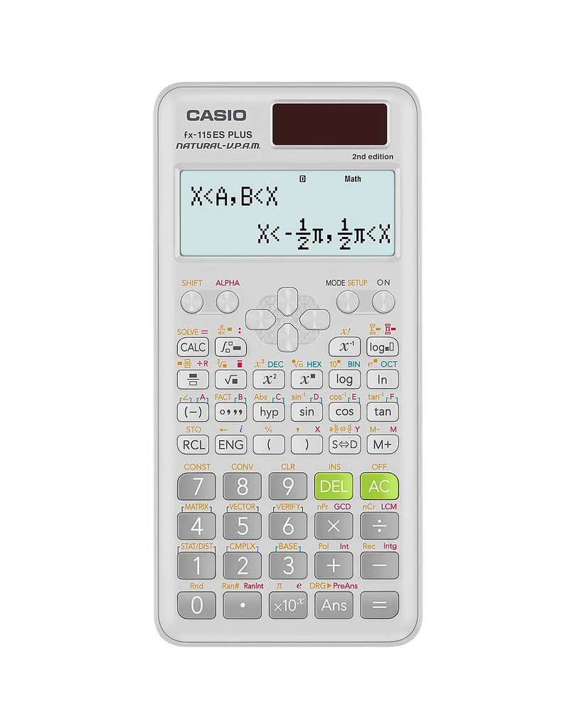 Casio 2nd Edition 16-Digit Solar Powered Scientific Calculator, White (FX-115ESPLS2-S)