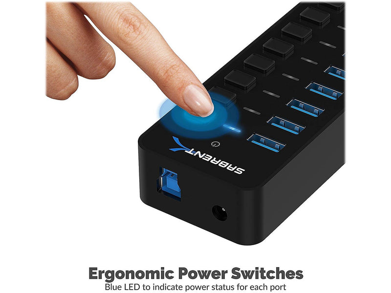 Sabrent 10-Port USB 3.0 Hub, Black (HB-BU10)