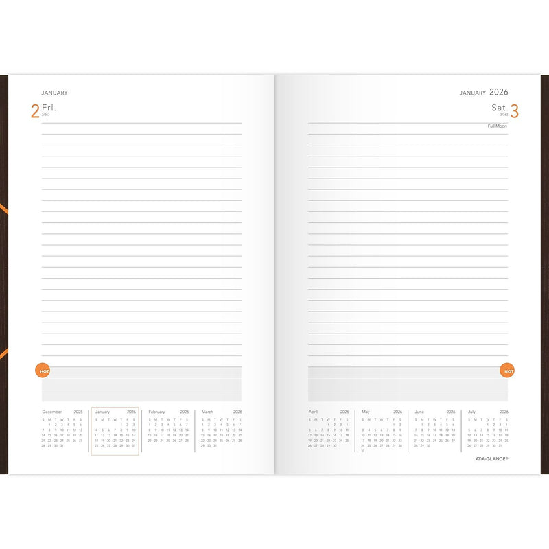2026 AT-A-GLANCE Plan. Write. Remember. 5" x 8.25" Daily Planner, Paperboard Cover, Brown/Orange (70-6201-30-26)