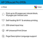 HP OfficeJet Pro 9110b Wireless Color Inkjet Printer, Print Only (5A0S1A)