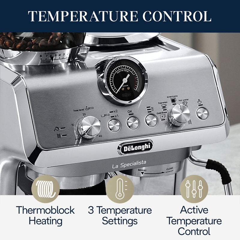 DeLonghi La Specialista Arte Evo 2-Cups Commercial Steam Espresso Machine, Stainless Steel (EC9255M)