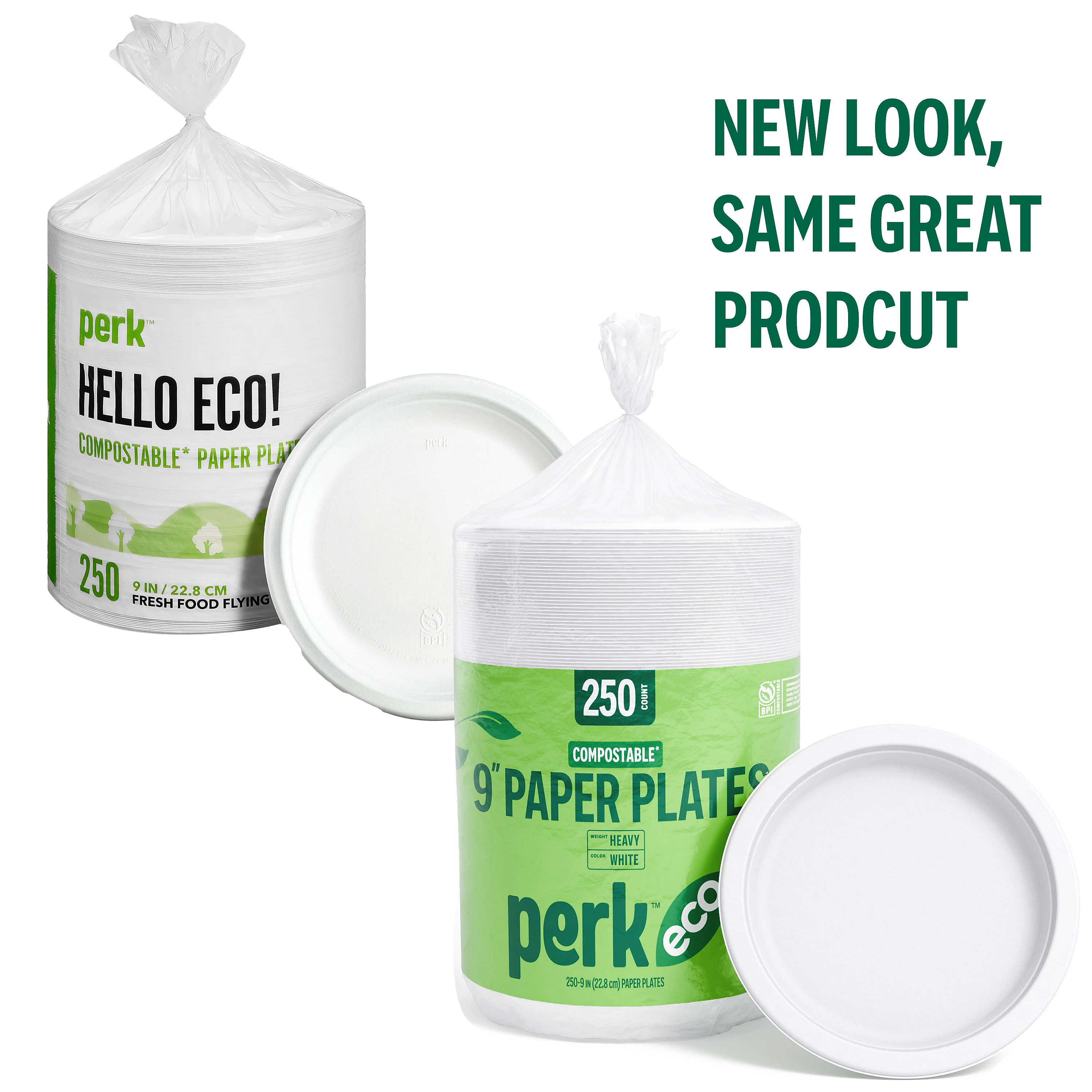 Perk™ Eco Compostable Paper Plates, 9", White, 1000/Pack (CT61287)