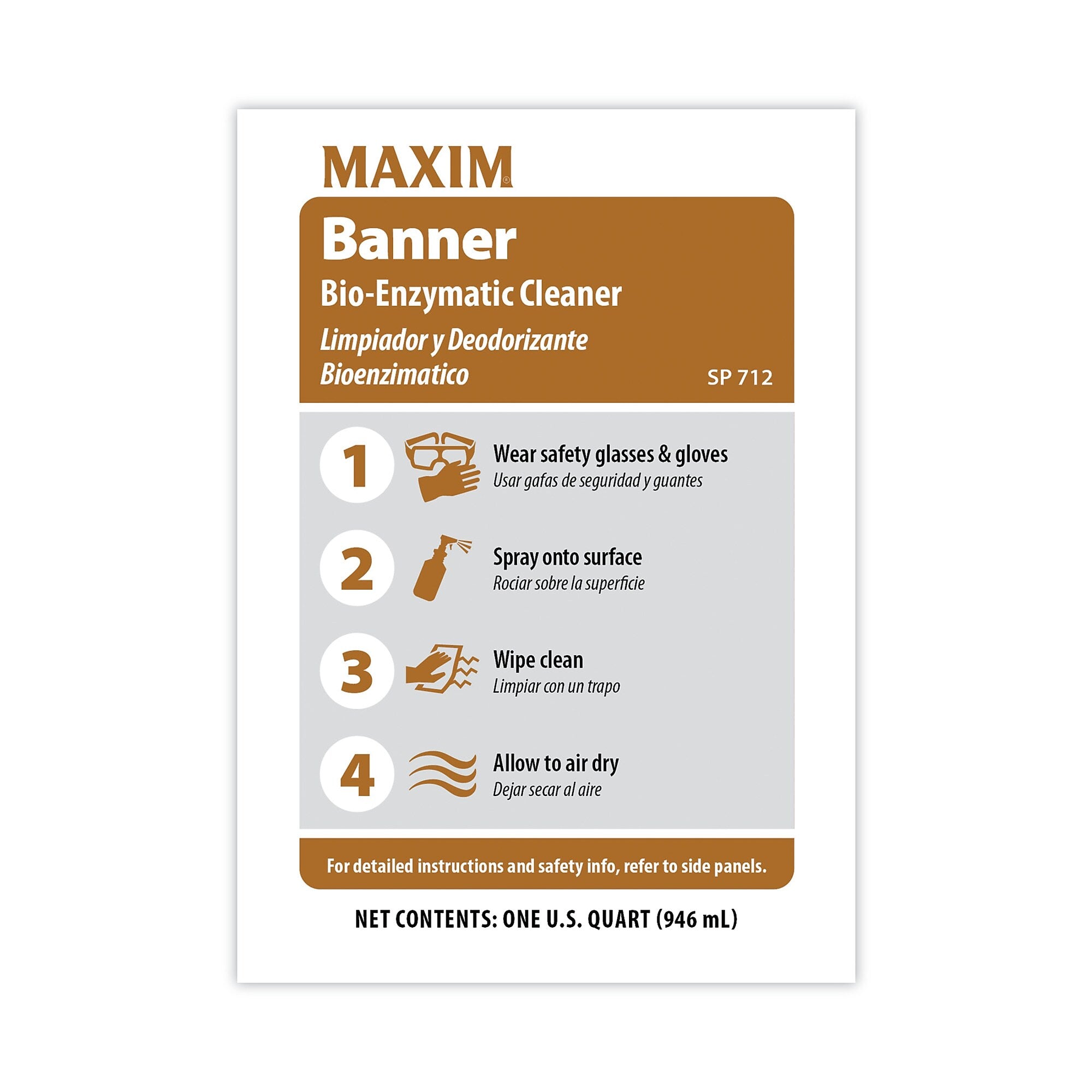 Maxim Banner Bio-Enzymatic Cleaner, Safe-to-Ship, Fresh Scent, 32 oz Bottle, 6/Carton (MLB07120086)