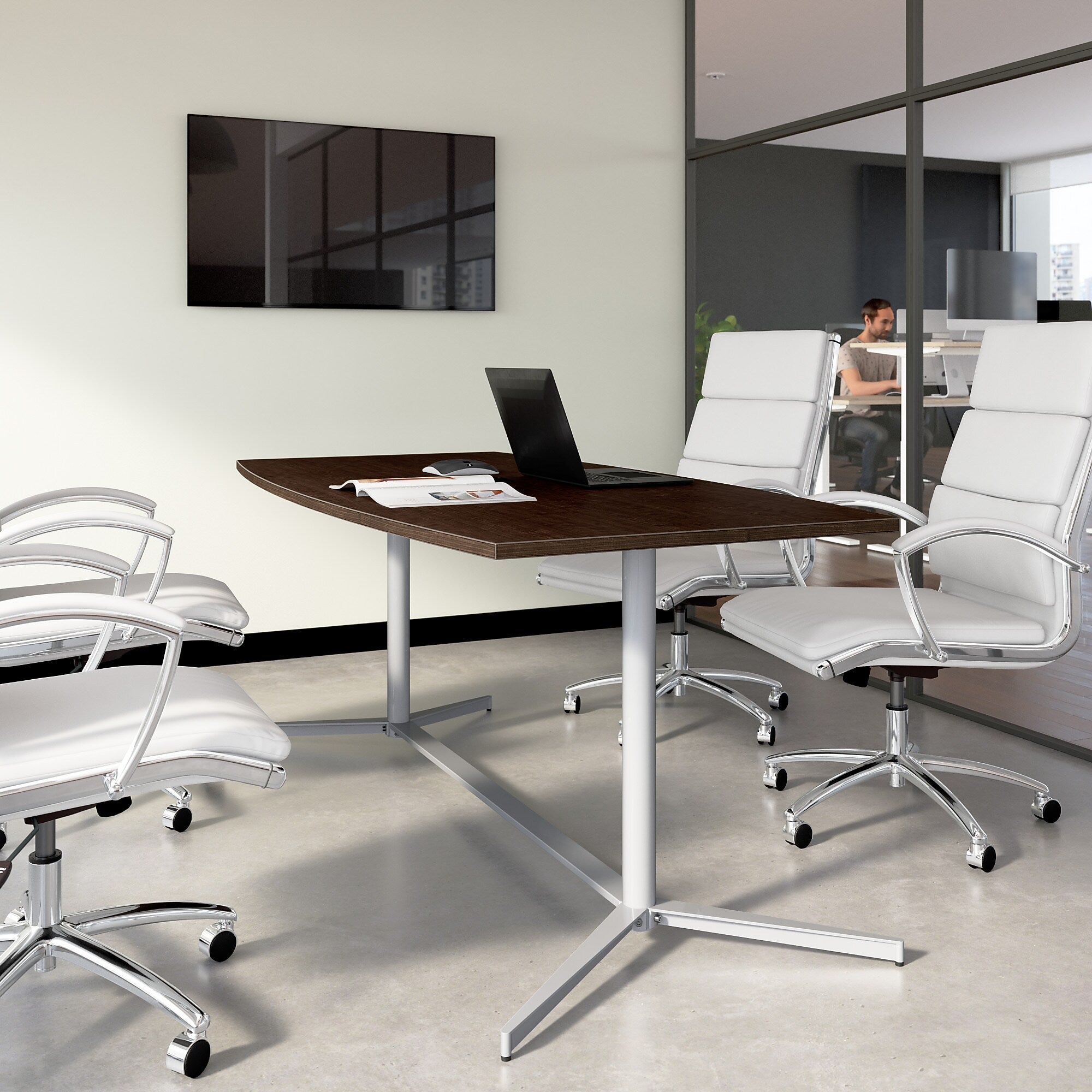 Bush Business Furniture 72"W x 36"D Boat Shaped Conference Table, Mocha Cherry (99TBM72MRSVK)