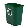 Rubbermaid Resin Indoor/Outdoor Recycling Bin, 7 Gallon, Green (FG295606GRN)