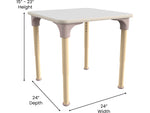 Flash Furniture Bright Beginnings Hercules Square Table, 24" x 24", Height Adjustable, White/Beech (MK-ME088024-GG)