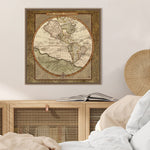 Amanti Art Damask World Map I by Elizabeth Medley Framed Canvas Wall Art Print, 22" x 22" (A42678299413)