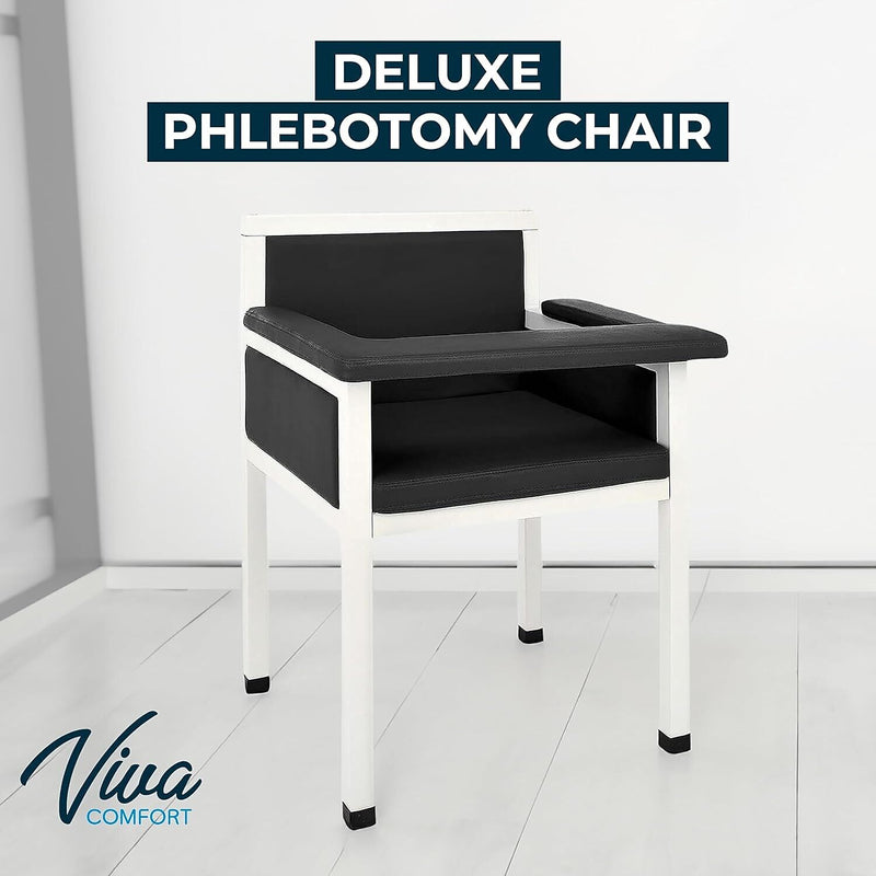 Viva Comfort Antimicrobial Phlebotomy Blood Drawing Chair, 350 lbs. Capacity, Black (ADI997-02-BLK-MK)