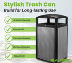 Alpine Industries Steel Outdoor Commercial Trash Can with Ashtray Dome Lid, 40 Gallon, Silver, 2/Pack (ALP472-40-SIL-2PK)