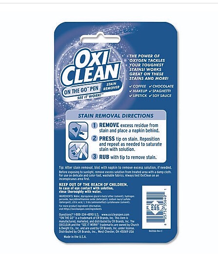OxiClean On-the-Go Laundry Stain Remover Pen, Unscented, 22 mL, 6/Carton (CDC8057523564CT)