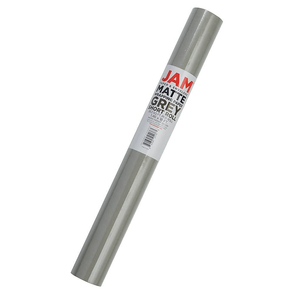 JAM Paper Short Mini Roll Wrapping Paper, 26.3 sq. ft., Gray, 2/Pack(277013539263a)