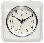 Infinity Instruments Square Retro White Wall Clock, 9.25" (13228WH-4103)