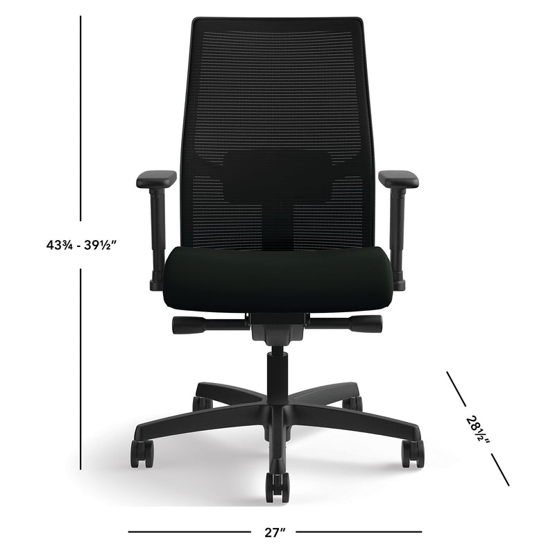 HON Ignition 2.0 Mesh/Vinyl Mid-Back Task Chair, Adjustable Arms, Black (HON12M2AMLU10TK)
