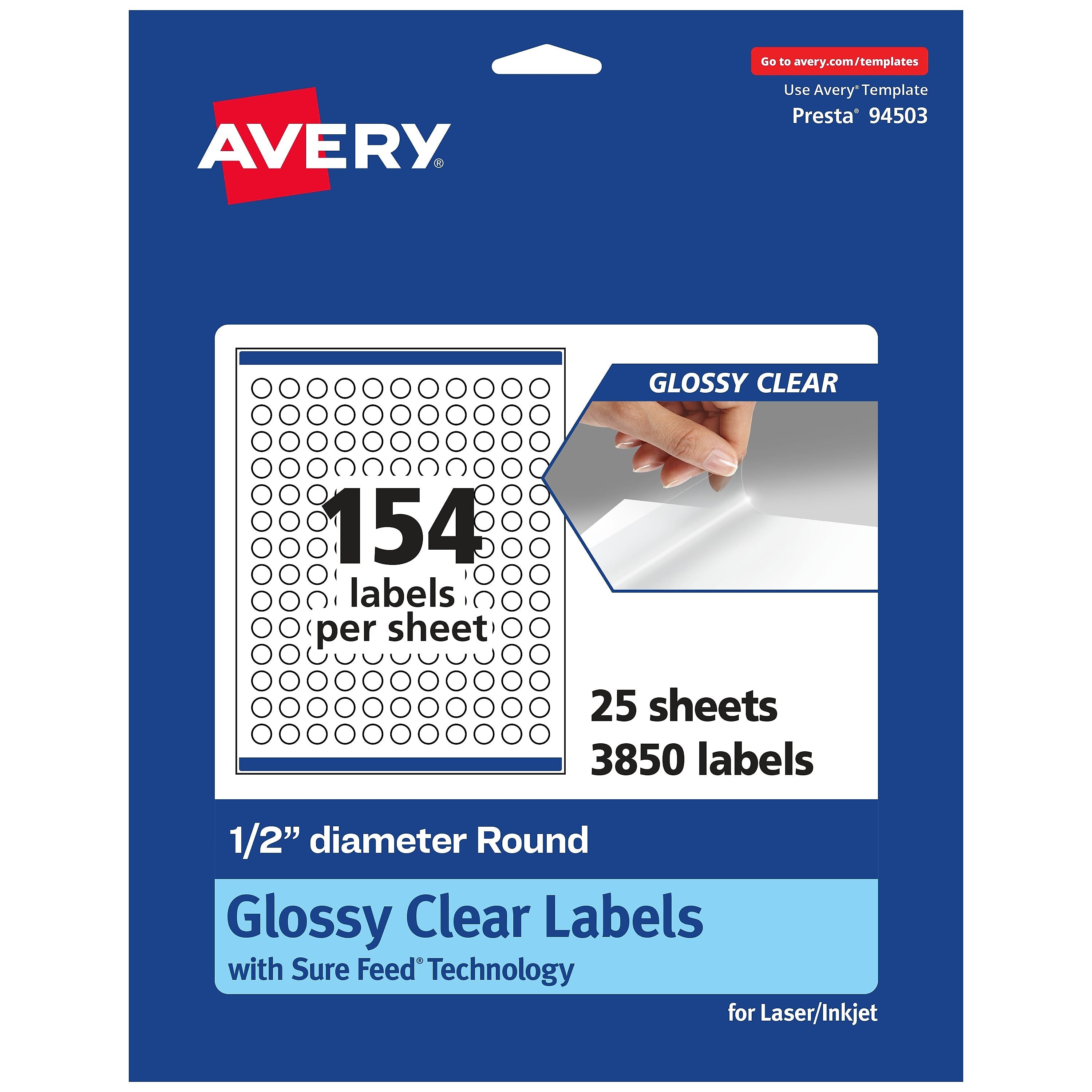 Avery Laser/Inkjet Round Multipurpose Labels, 0.5" Dia., 3850 Labels/Pack (94503)