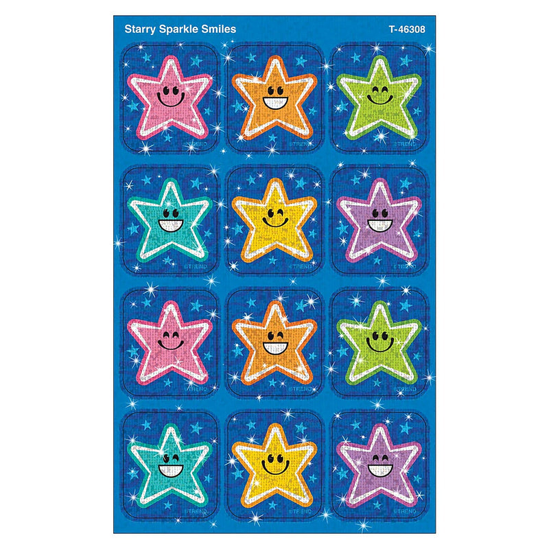 Trend Enterprises Starry Smiles Sparkle Stickers, Multicolored, 24/Pack, 6/Packs/Bundle (T-46308-6)