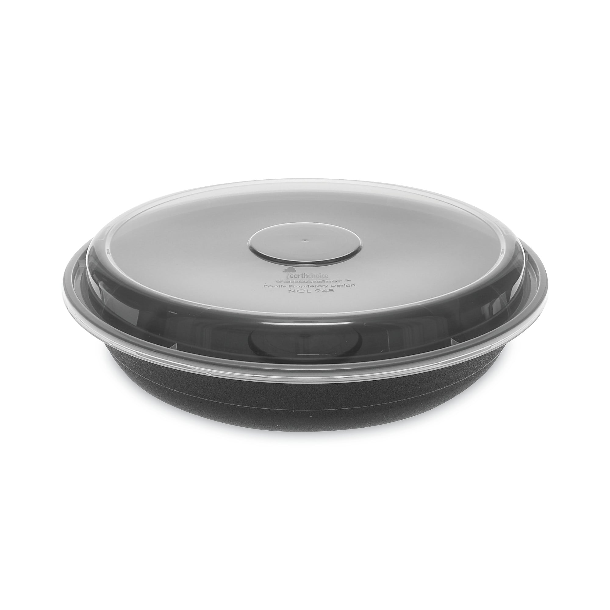 Pactiv Evergreen EarthChoice Versa2Go Microwaveable Container, 46 oz, 9 x 9 x 1.7, Black/Clear, Plastic, 150/Carton