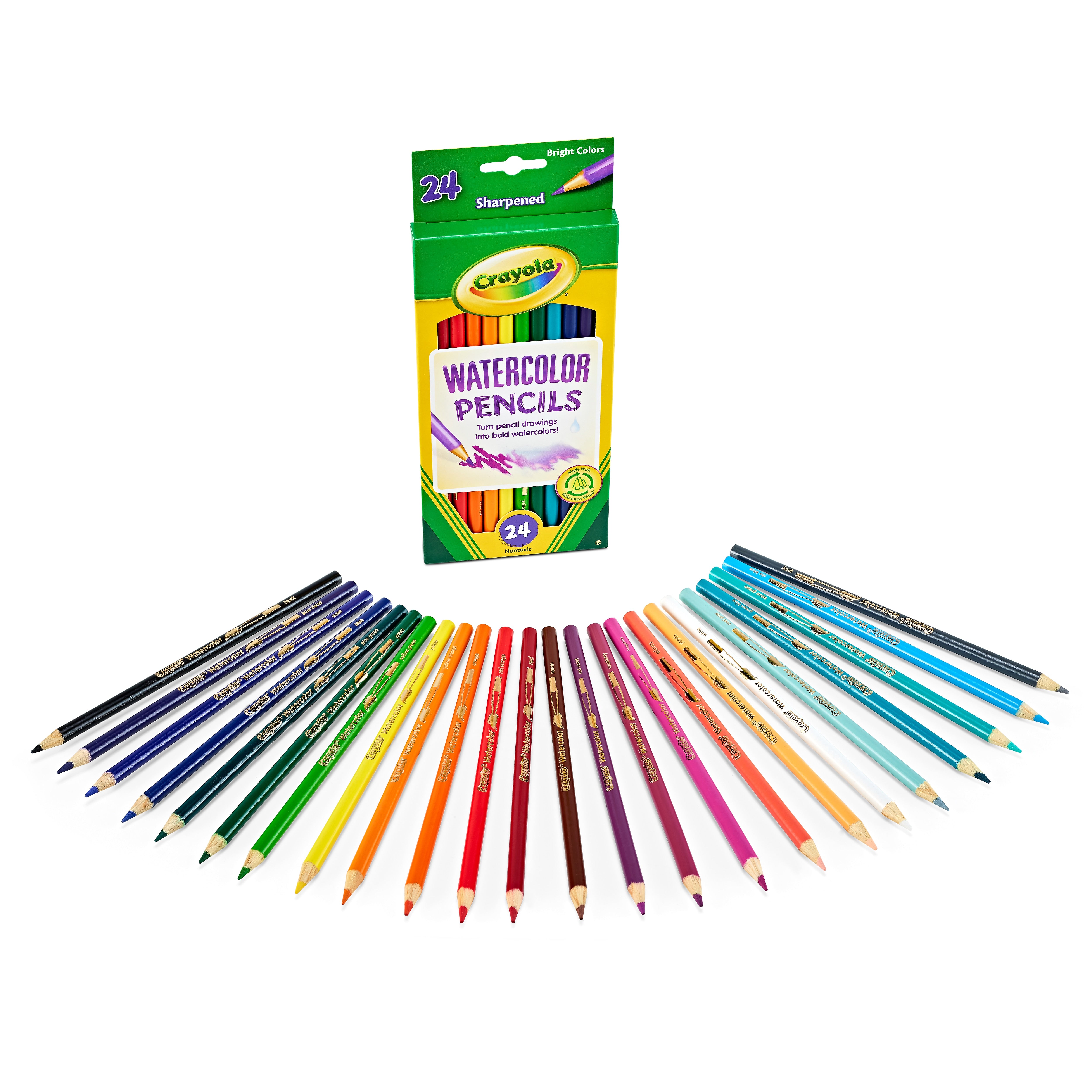 Crayola Watercolor Colored Pencils, Assorted Colors, 24/Box (68-4304)