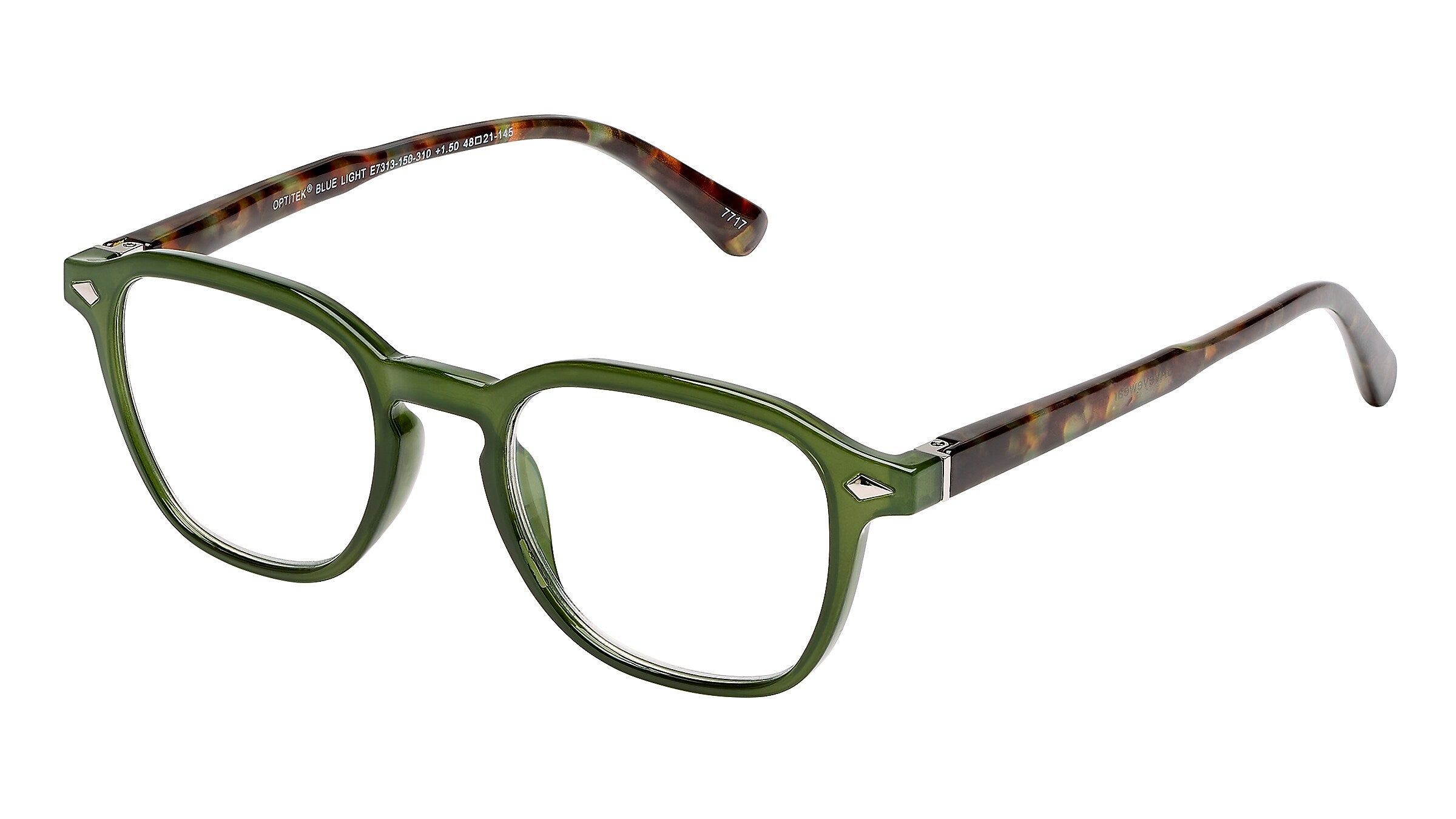 SAV Optitek Blue Light +1.25 Reading Glasses, Dark Olive (E7313)