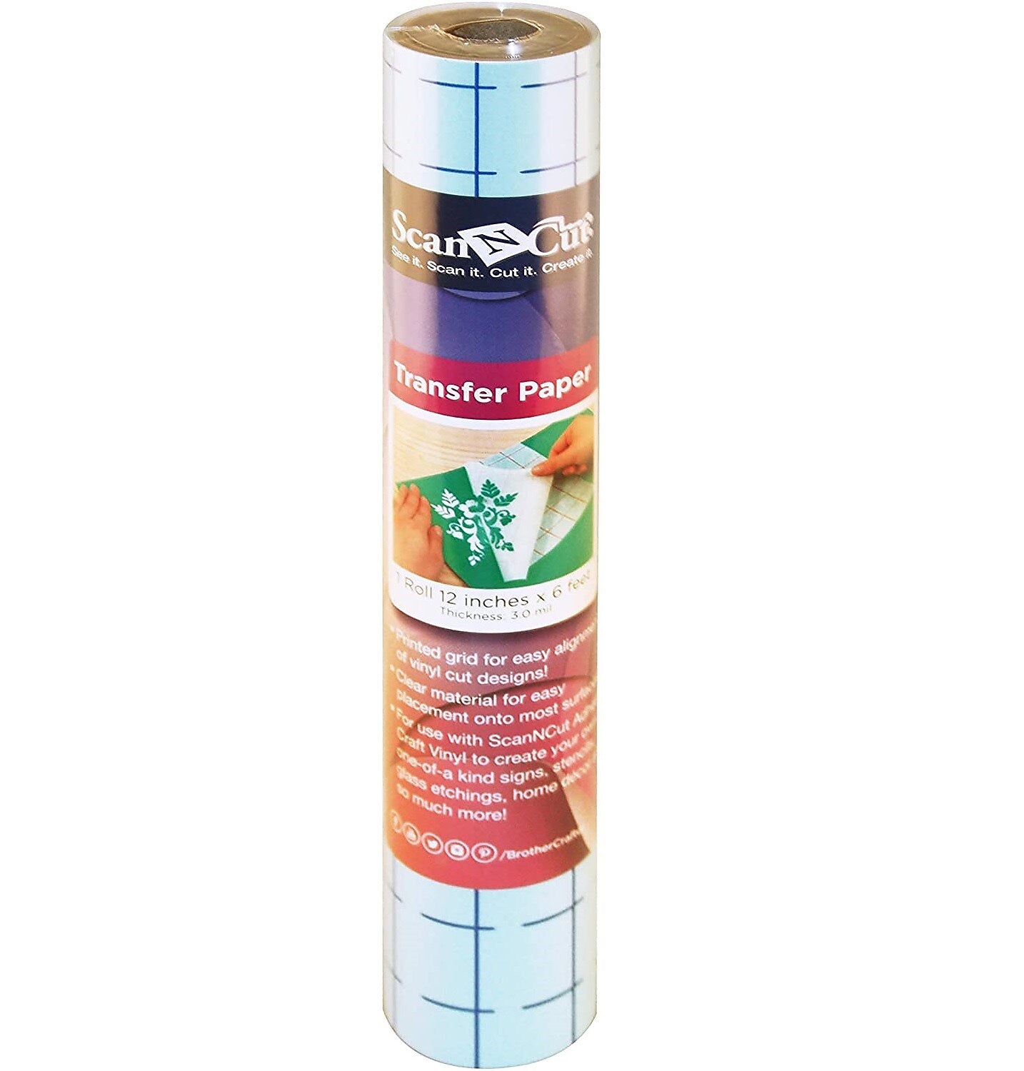 Brother Vinyl Transfer Tape with Grid, 6' Roll (CAVINYLTPG)