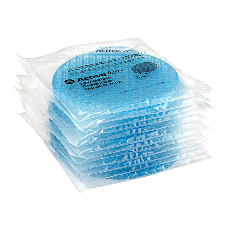 ActiveAire Low Splash Anti-Splash Urinal Screen, Coastal Breeze Scent, Blue, 12/Pack (48260)
