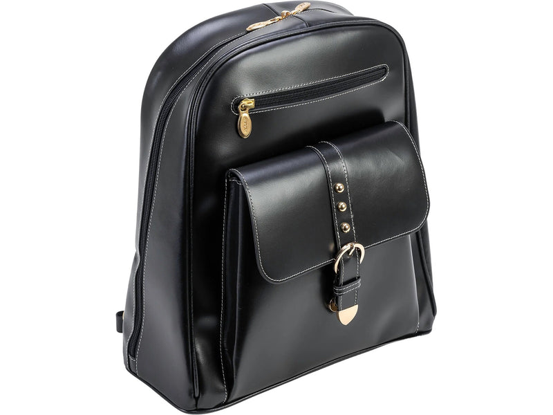 McKlein Madison Leather Laptop Backpack, Medium, Black (99555)