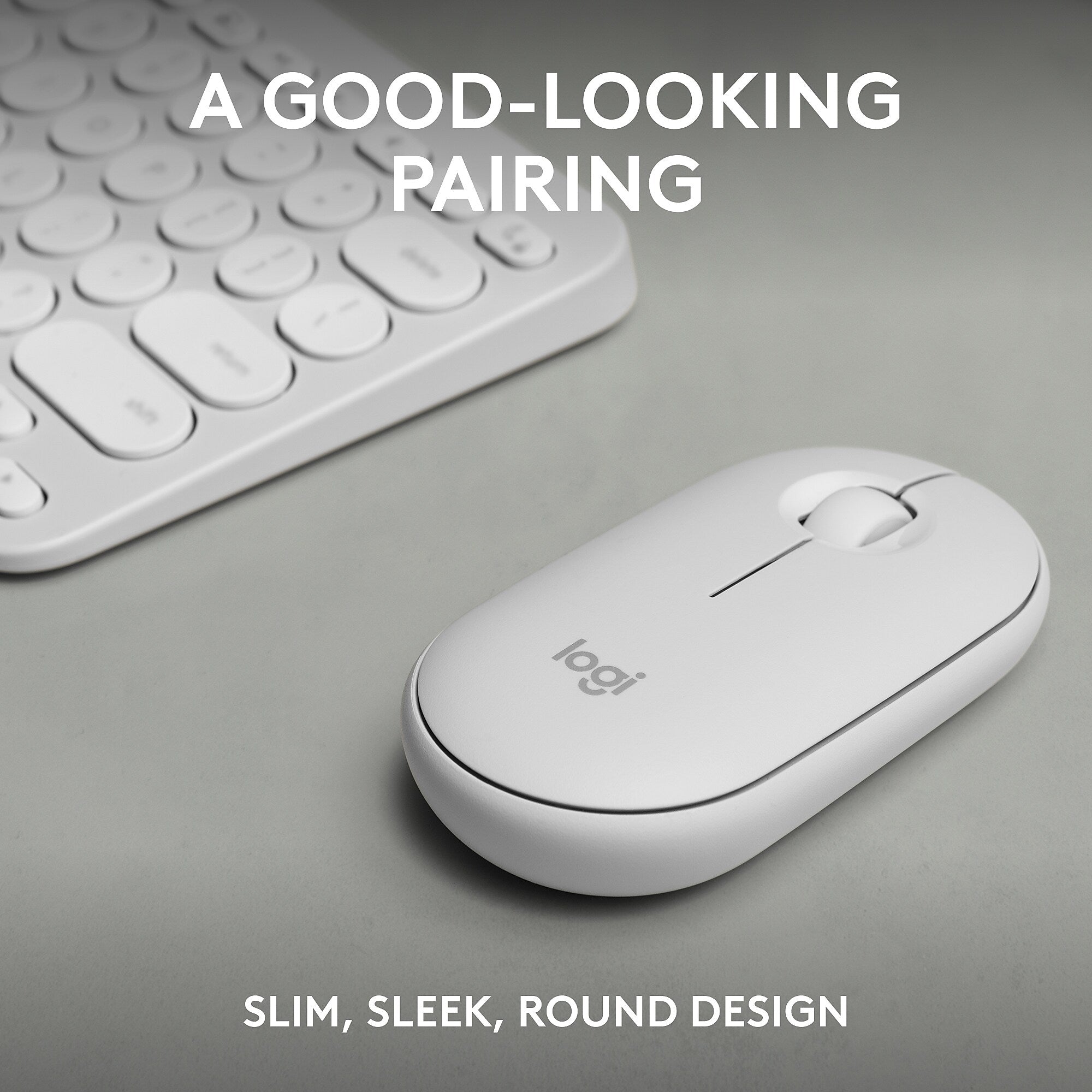 Logitech Pebble 2 Wireless Keyboard and Optical Mouse Combo, Tonal White (920-012198)