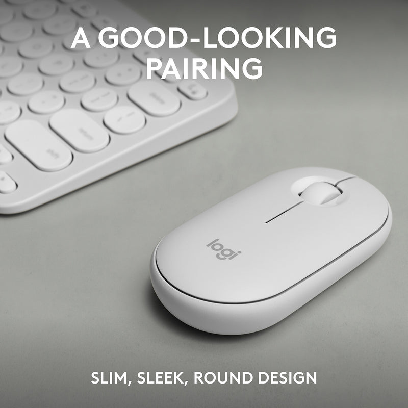 Logitech Pebble 2 Wireless Keyboard and Optical Mouse Combo, Tonal White (920-012198)
