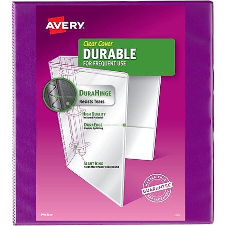 Avery Heavy Duty 1" View Binders, Slant Ring, Purple (AVE17294)