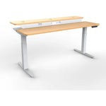 VersaDesk PowerLift Split-Level 60"W Electric Rectangular Adjustable Standing Desk, Maple/White (PL2SD6030-WM)