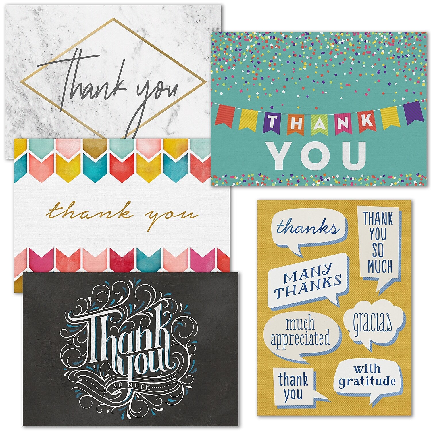 "Thank You" Pre-Versed Assorted Pack w/ Fastick® Envelopes, 25/Pk