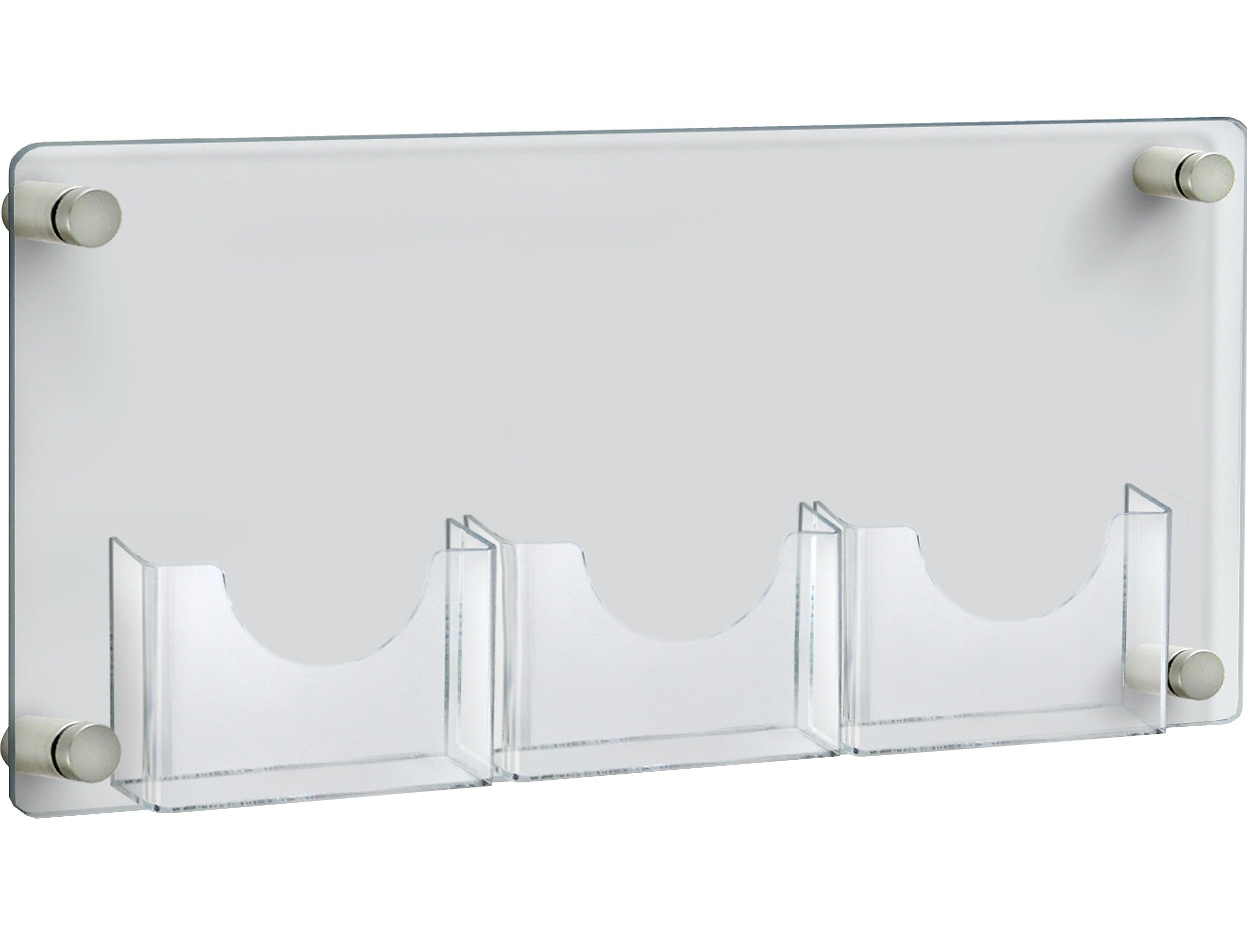 Azar Brochure Holder, 23" x 11", Horizontal, Wall Mounted, Silver, Acrylic (105584)