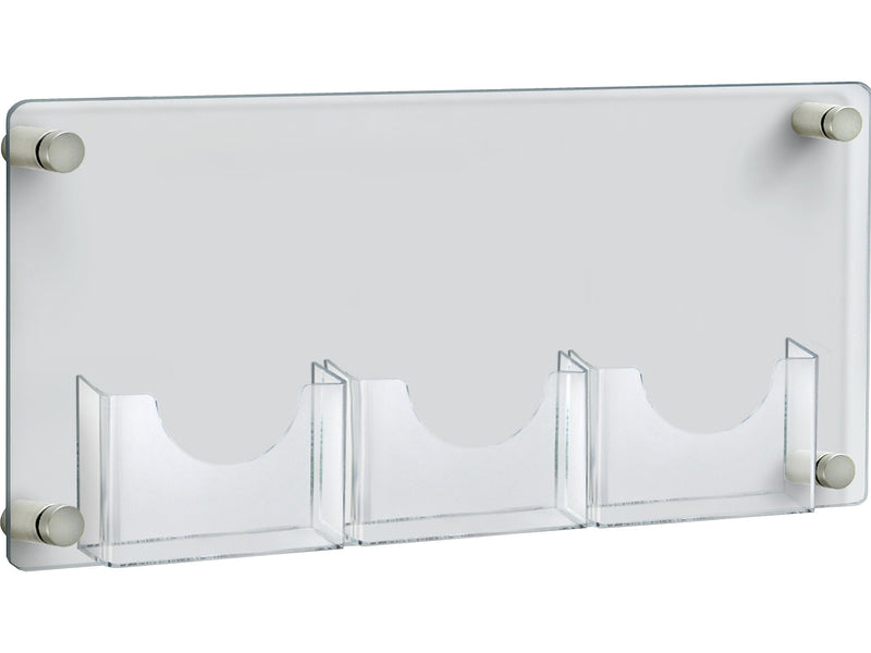 Azar Brochure Holder, 23" x 11", Horizontal, Wall Mounted, Silver, Acrylic (105584)