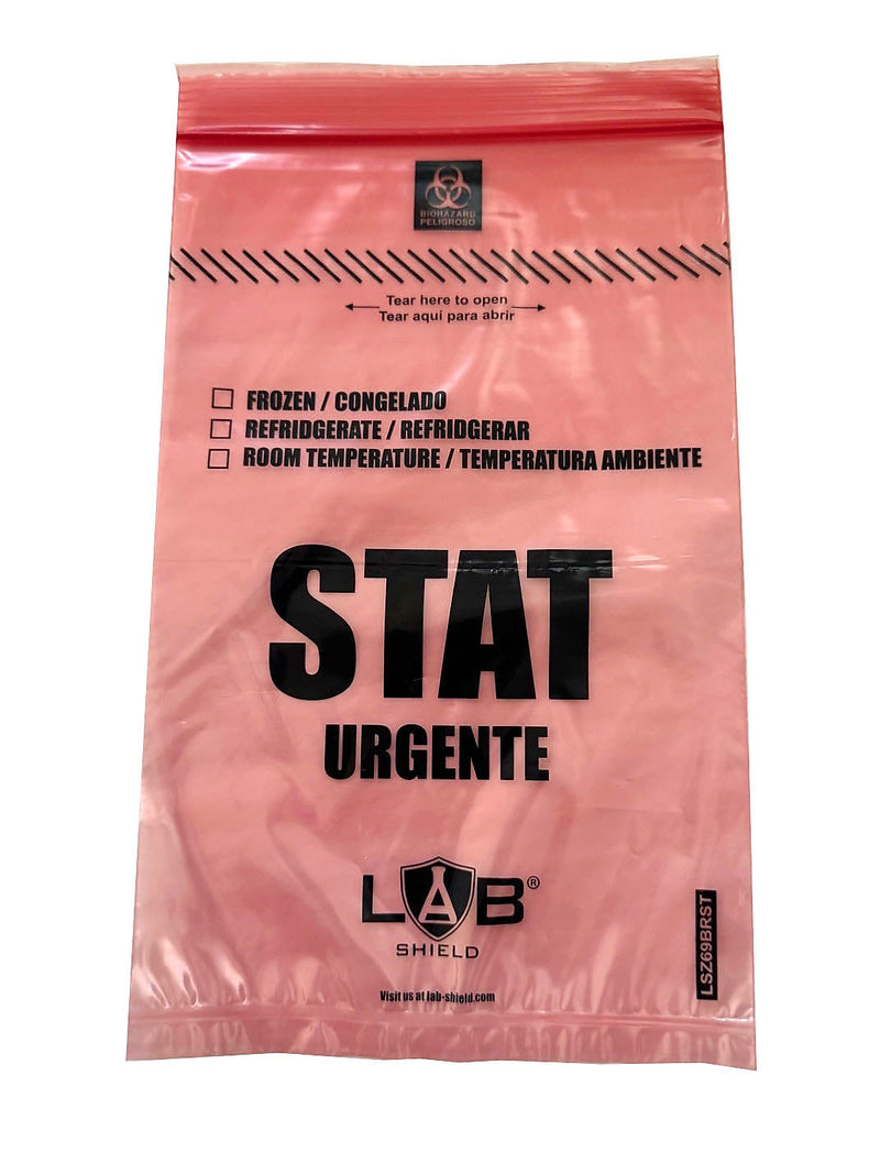 Specimen Bag Red Biohazard w/ reclosable zip