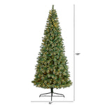 Nearly Natural 10-ft Wisconsin Slim Snow Tip Pine Artificial Christmas Tree with 1050 Clear LED Lights (T3051)