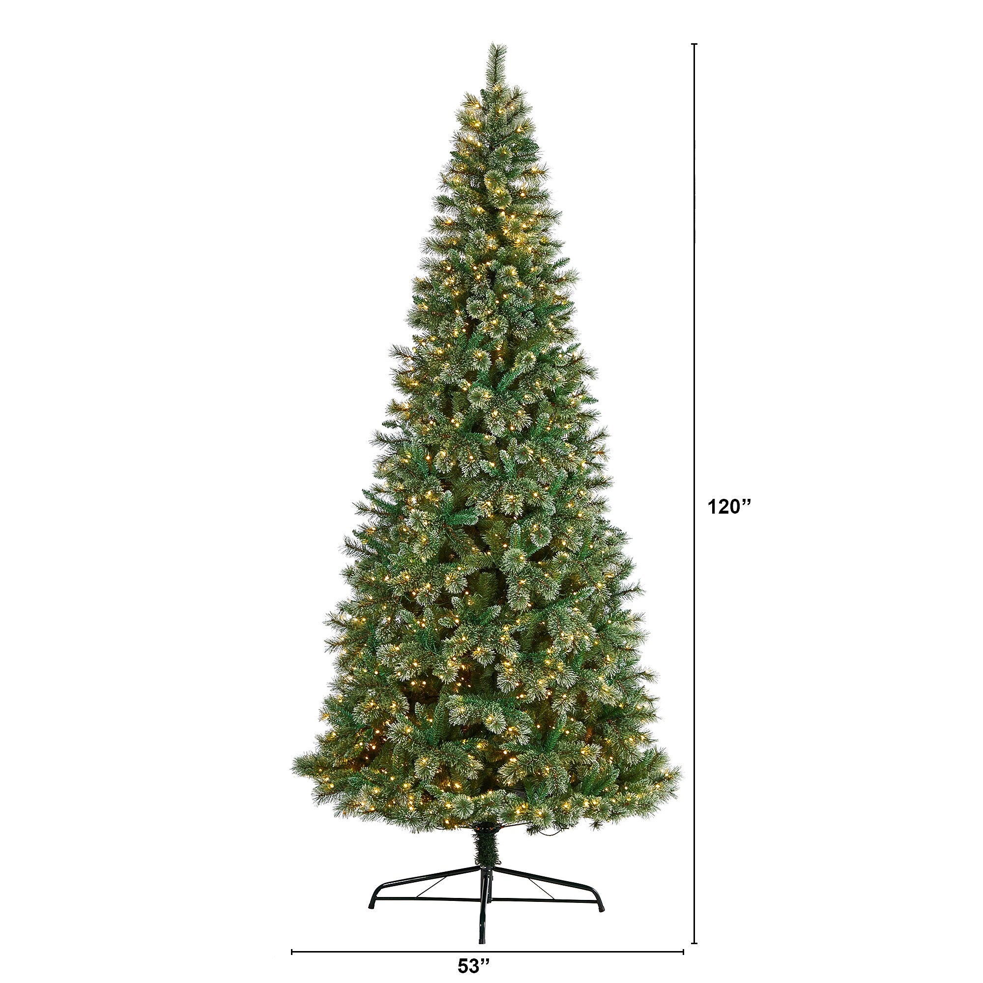 Nearly Natural 10-ft Wisconsin Slim Snow Tip Pine Artificial Christmas Tree with 1050 Clear LED Lights (T3051)