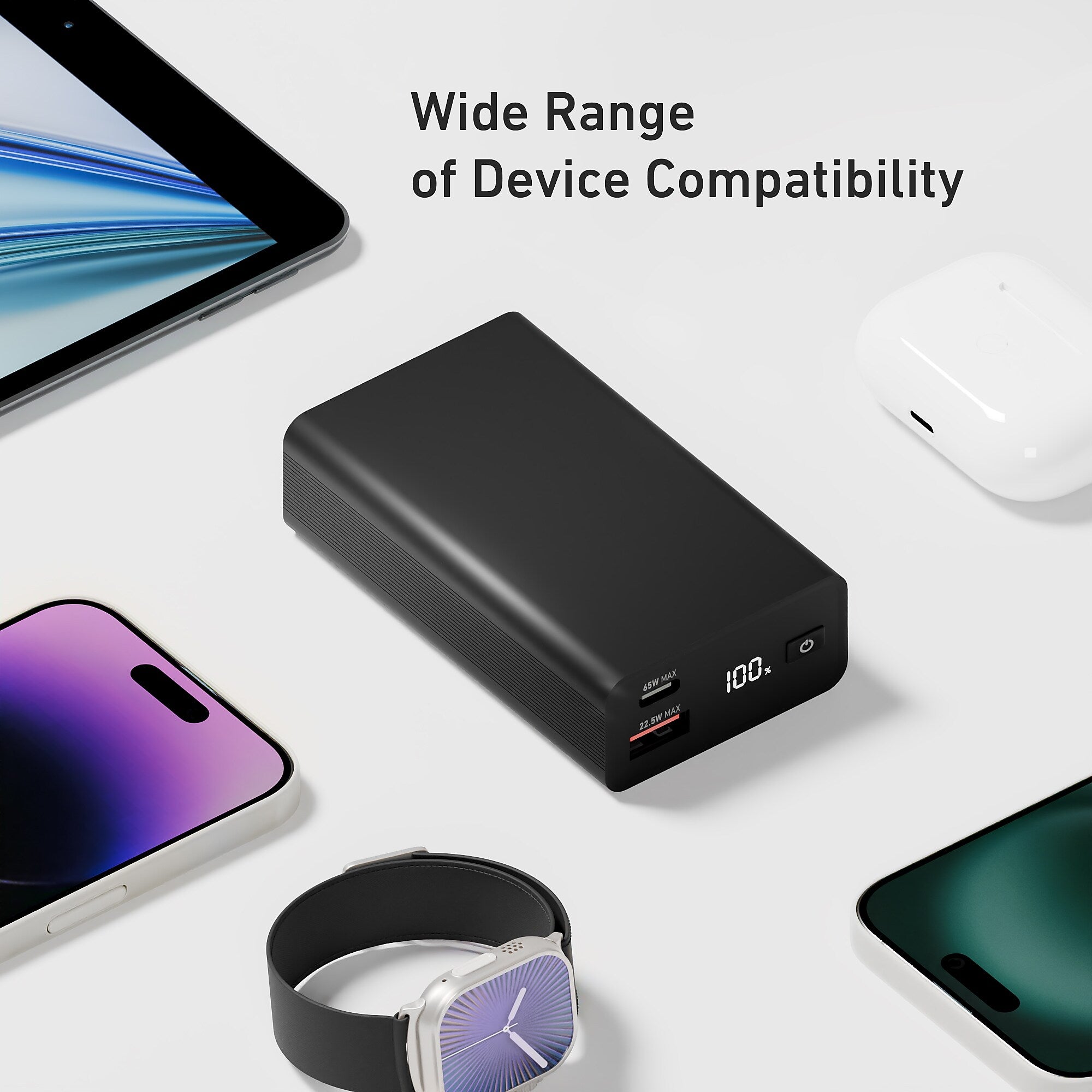 CODi USB-A/USB-C Power Bank, 65W, 20000 mAh, Black (PB020-CA)