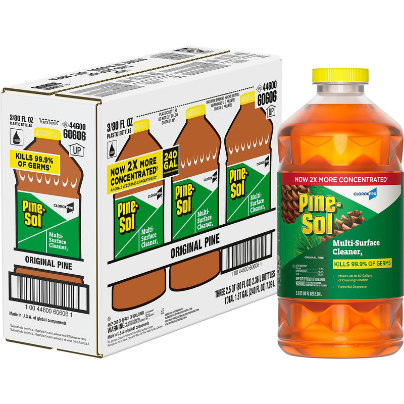 Pine-Sol  Disinfecting Multi-Surface Cleaner Degreaser, Original Pine, 80 Fl. Oz. 3/Carton (60606CT)