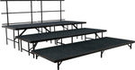 NPS 3-Level Straight Stage Set, 4' x 8' Platforms, Black Carpet (SST483LC10)