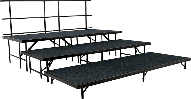 NPS 3-Level Straight Stage Set, 4' x 8' Platforms, Black Carpet (SST483LC10)
