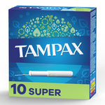 Tampax Cardboard Applicator Tampons, Super, Unscented, 10/Box (31409)