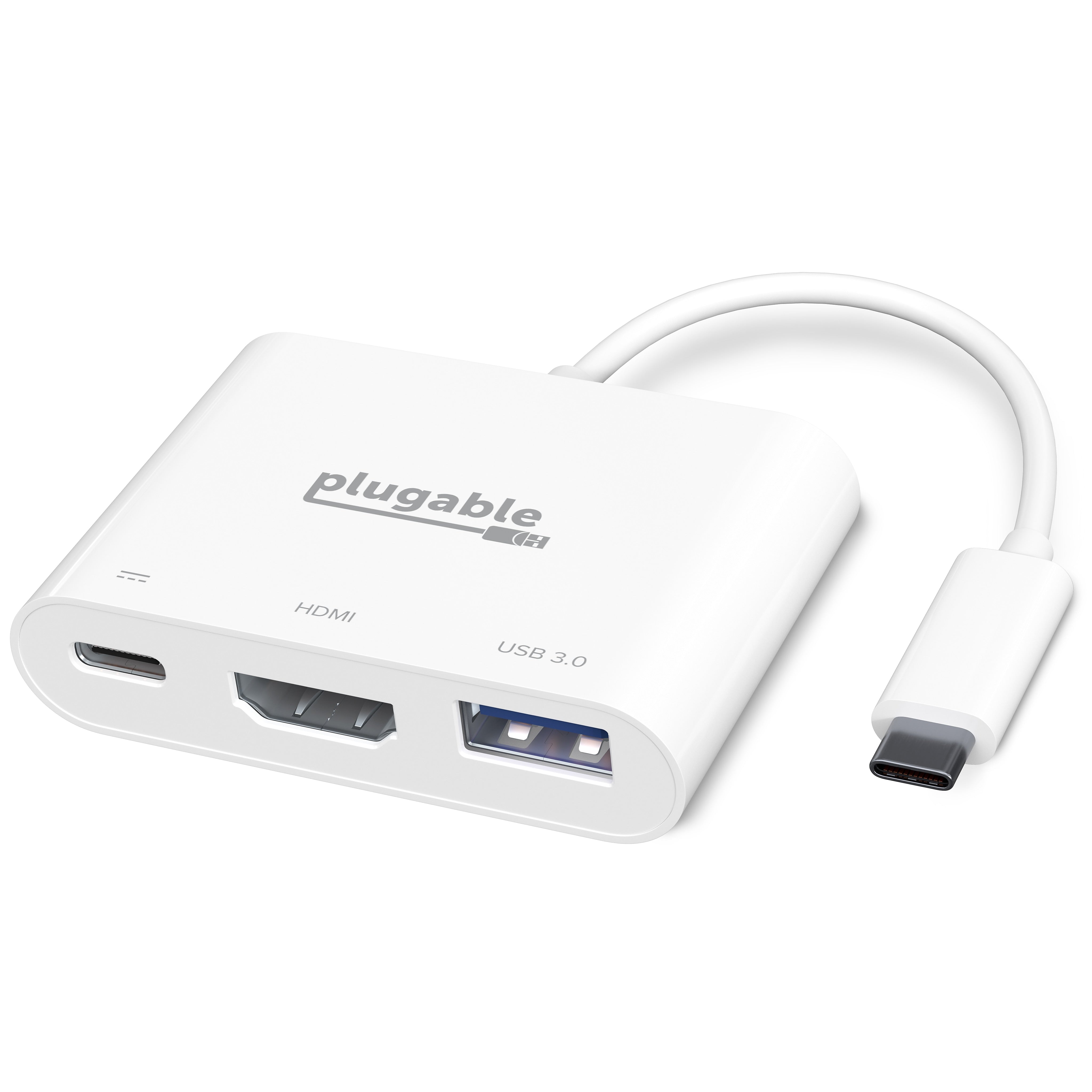 Plugable Mini Dock USB-C to HDMI/USB 3.0/USB-C Audio/Video Adapter, Male to Female/Female, White (USBC-MD103)